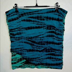 Free People Y2K Teal and Blue Tie-Dye Tube Top L Asymmetrical